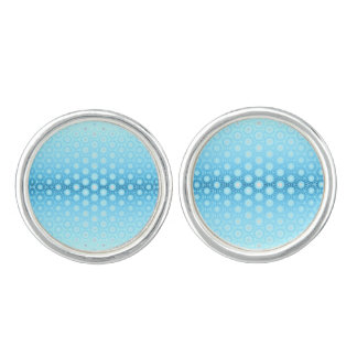 Pretty Ombre Blue and Peach Geometric Cufflinks