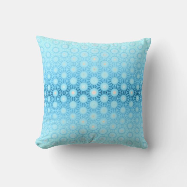Pretty Ombre Blue and Peach Geometric Throw Pillow (Front)
