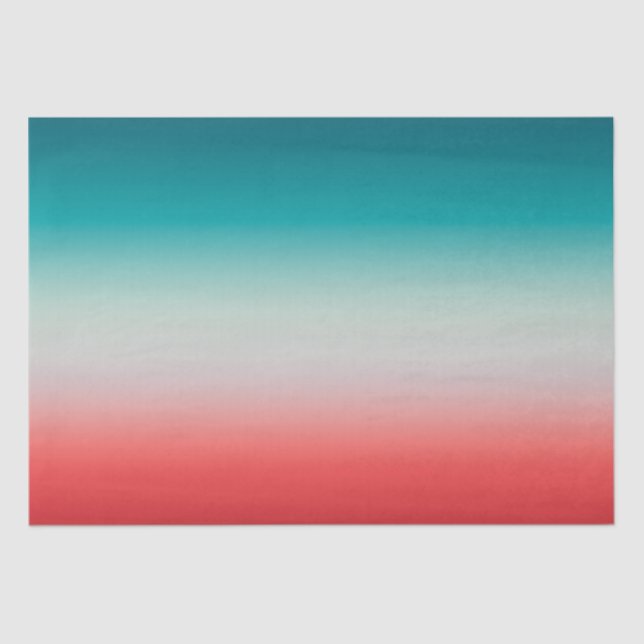 Pretty Ombre Festive Red & Teal Blue Gradient  Tissue Paper (Front)