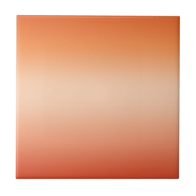 Pretty Ombre Hot Summer Orange & Apricot Gradient Ceramic Tile (Front)
