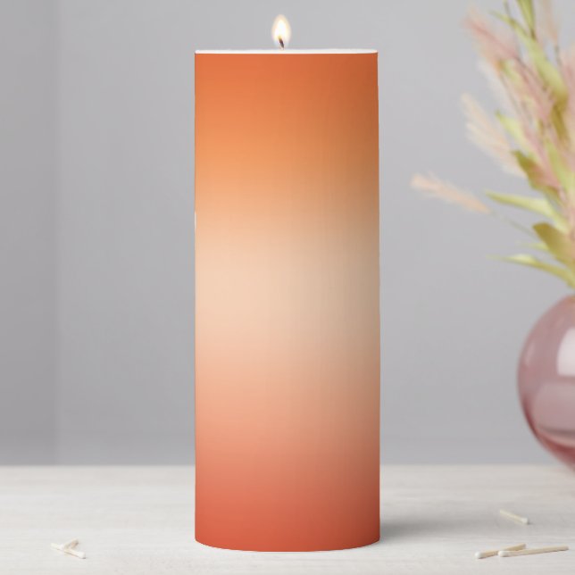 Pretty Ombre Hot Summer Orange & Apricot Gradient Pillar Candle (In Situ)
