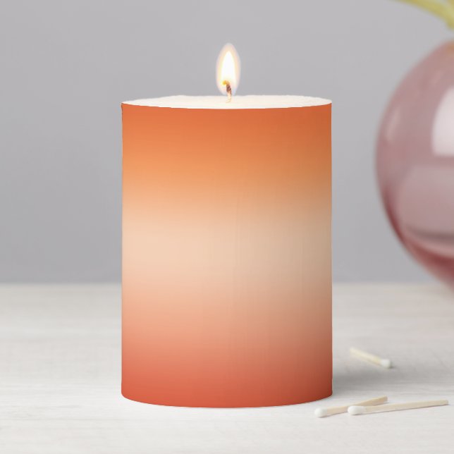 Pretty Ombre Hot Summer Orange & Apricot Gradient  Pillar Candle (In Situ)