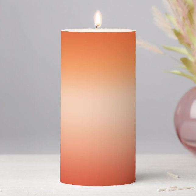 Pretty Ombre Hot Summer Orange & Apricot Gradient  Pillar Candle (In Situ)