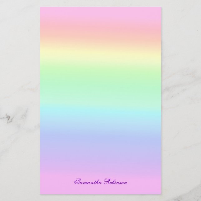 Pretty Ombre Pastel Rainbow Stationery (Front)
