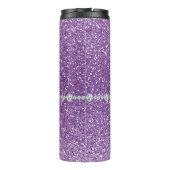 Pretty Ombre Purple Glitter  Monogram Thermal Tumbler (Back)