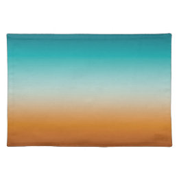 Pretty Ombre Sunny Orange & Teal Blue Gradient Cloth Placemat
