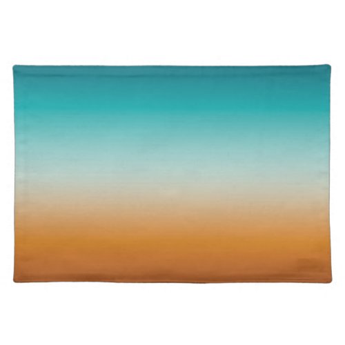 Pretty Ombre Sunny Orange  Teal Blue Gradient Cloth Placemat