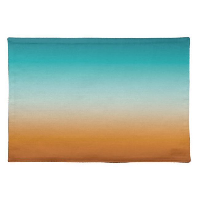 Pretty Ombre Sunny Orange & Teal Blue Gradient Cloth Placemat (Front)