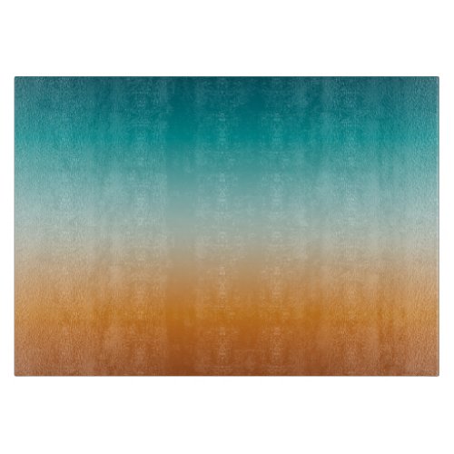 Pretty Ombre Sunny Orange  Teal Blue Gradient Cutting Board