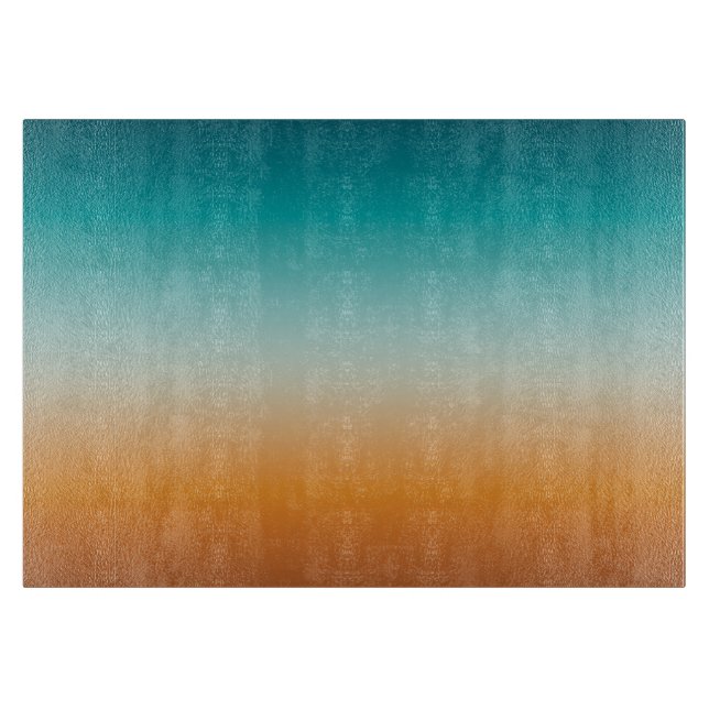 Pretty Ombre Sunny Orange & Teal Blue Gradient Cutting Board (Front)
