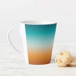 Pretty Ombre Sunny Orange & Teal Blue Gradient Latte Mug
