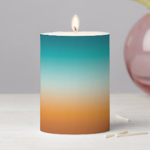 Pretty Ombre Sunny Orange & Teal Blue Gradient Pil Pillar Candle