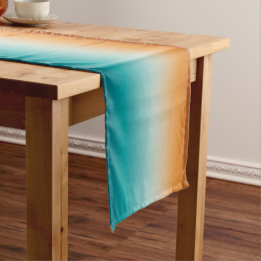 Pretty Ombre Sunny Orange & Teal Blue Gradient Short Table Runner