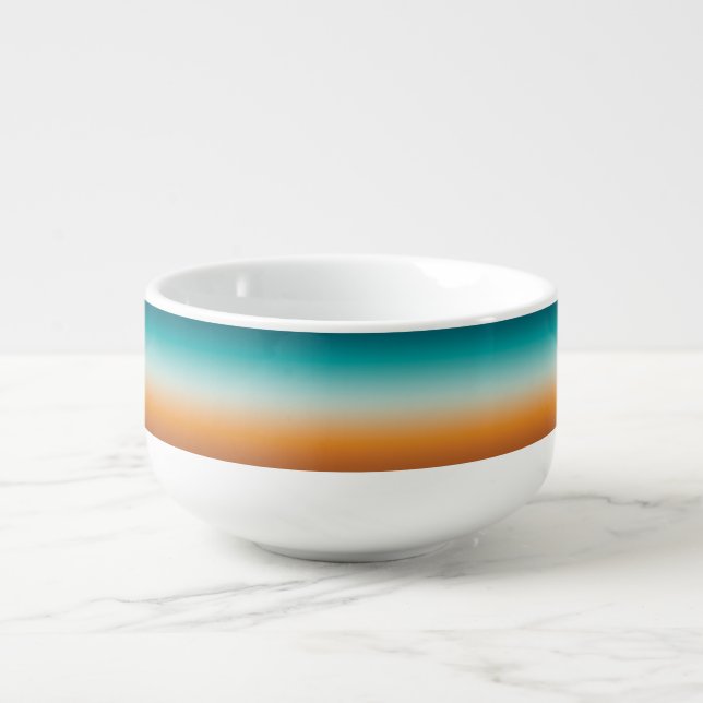 Pretty Ombre Sunny Orange & Teal Blue Gradient Soup Mug (Front)