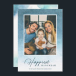 Pretty Ombre Watercolor Hanukkah Photo Card<br><div class="desc">Celebrate the season with these modern styled photo cards,  featuring ombre watercolor in blues and teal.</div>