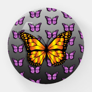 Pretty Orange and black Purple Monarch Butterfly Paperweight
