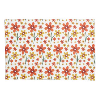 Pretty Orange And Yellow Floral Pattern Pillowcase