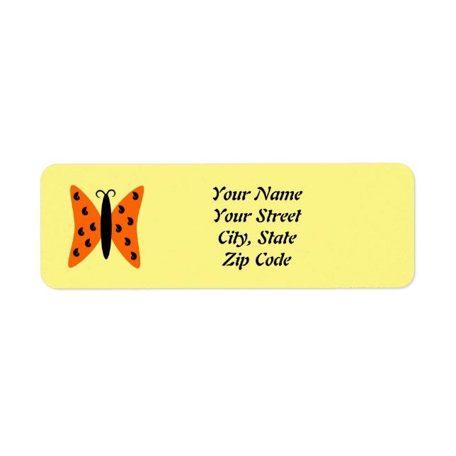 Pretty Orange Butterfly Label (Front)