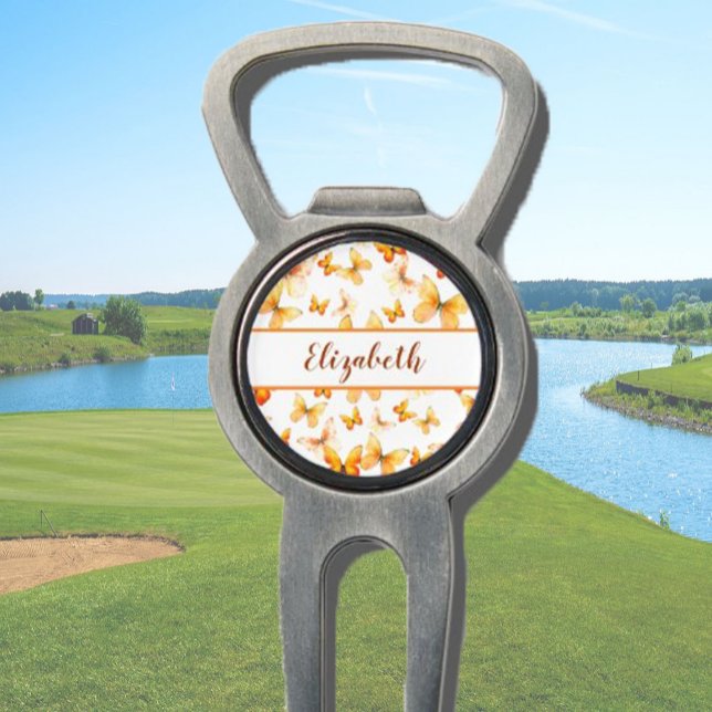 Pretty orange butterfly with custom name ladies  divot tool (Creator Uploaded)