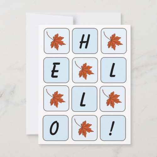 Pretty Orange Fall Leaves Blue Sky Hello Note Card