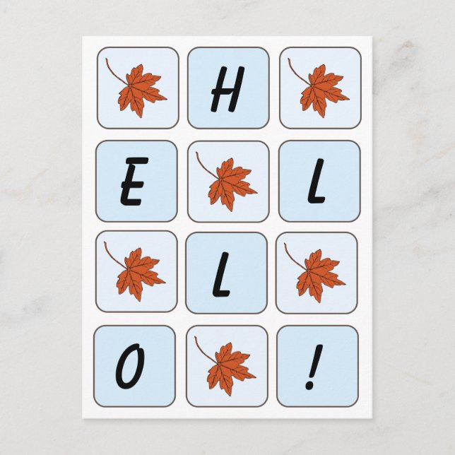 Pretty Orange Fall Leaves Blue Sky Hello Postcard (Front)