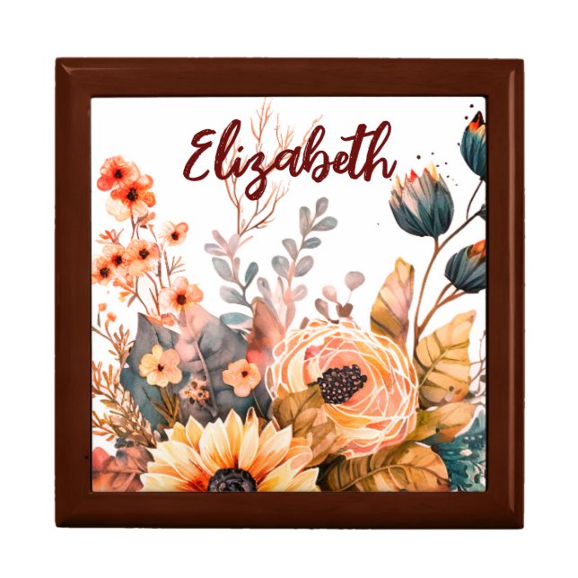 Pretty Orange Floral Design Gift Box (Front)