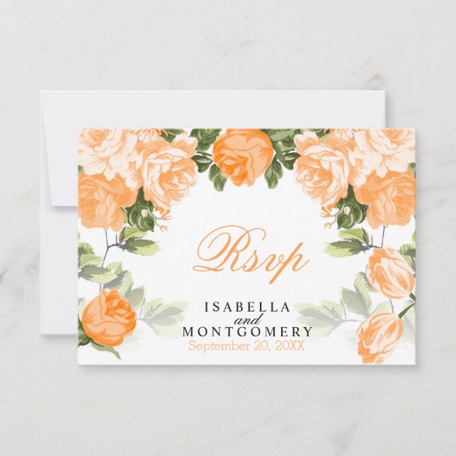 Pretty Orange Floral  Design - RSVP (Front)