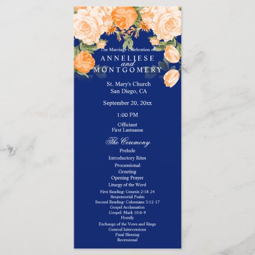 Pretty Orange Floral on Navy Blue _ Program