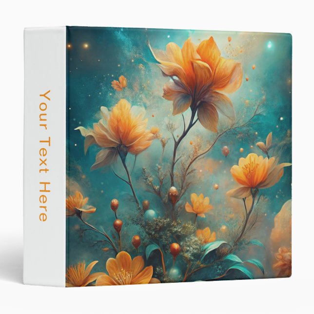 Pretty Orange Flowers  3 Ring Binder (Front/Spine)