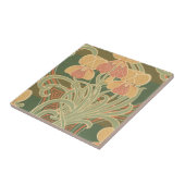 pretty orange flowers art nouveau design ceramic tile | Zazzle