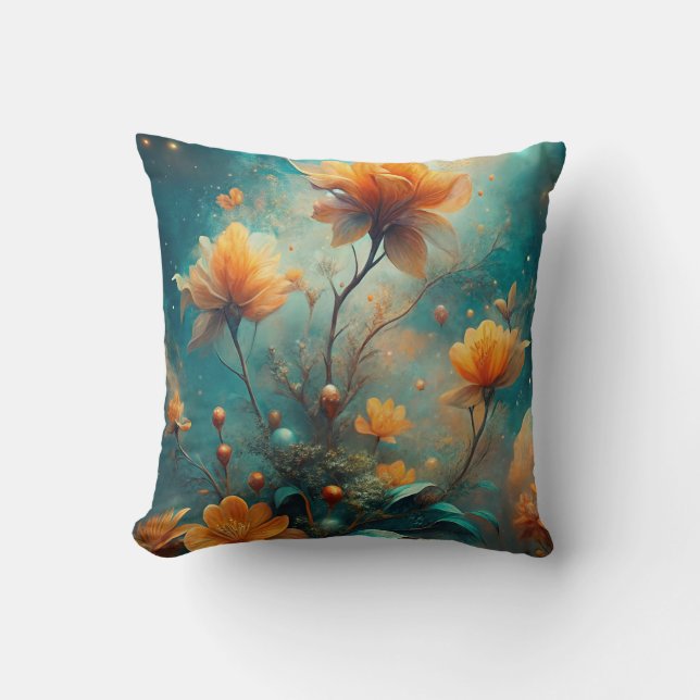 Pretty Orange Flowers  Throw Pillow (Front)