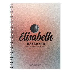 Pretty Orange Glitter Photo and Name Notebook