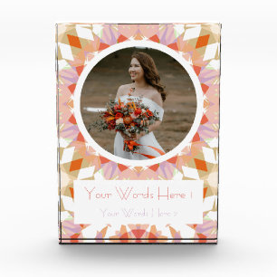 Pretty Orange Green Autumn Wedding Marriage Gift Photo Block