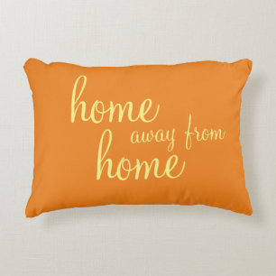 Pretty orange "home away from home" accent pillow