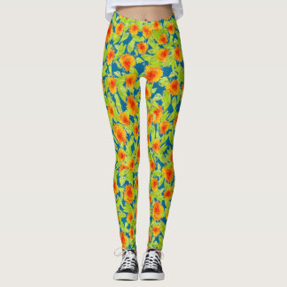 Pretty Orange Marigold Floral Pattern to Customize Leggings
