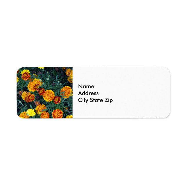 Pretty Orange Marigolds Floral Photo Label (Front)