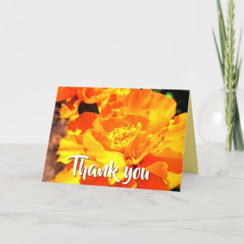 Pretty Orange Marigolds Sunny Flowers Cheerful Thank You Card