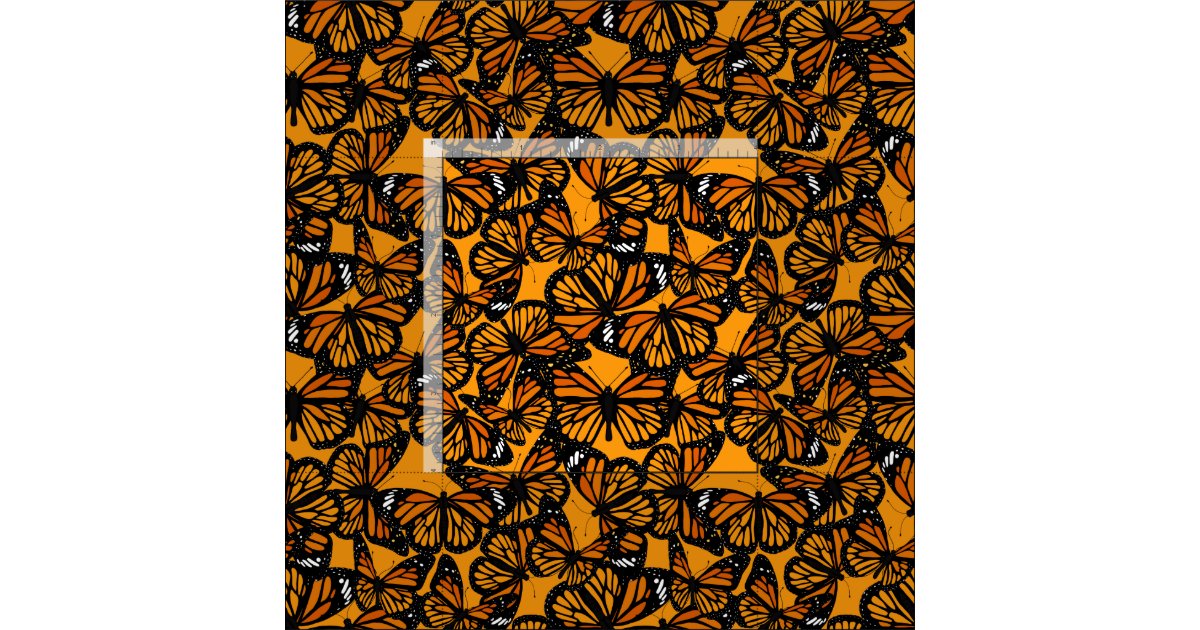 Pretty Orange Monarch Butterflies Patterned Fabric | Zazzle
