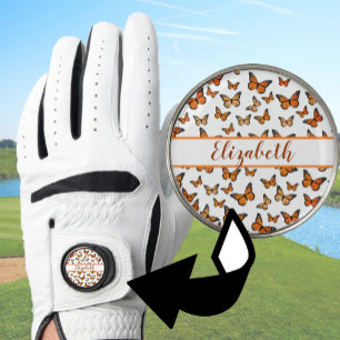 Pretty orange monarch butterfly with custom name golf glove