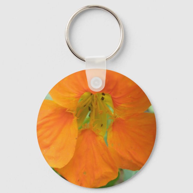 Pretty Orange Nasturtium Flower Keychain (Front)