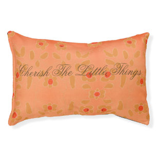 Pretty Orange Pet Pillow With Blooms