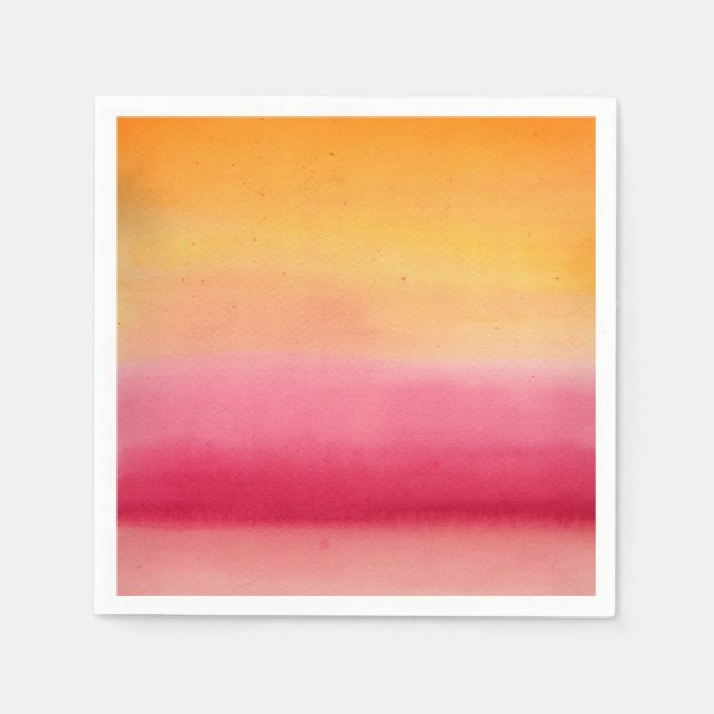 Pretty Orange Pink Watercolor Napkins (Front)