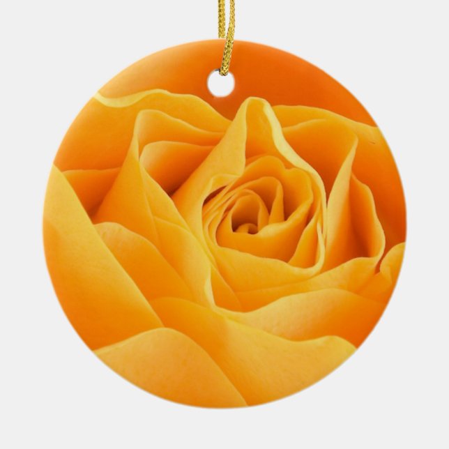 Pretty Orange Rose Ceramic Ornament (Front)