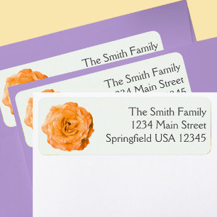 Pretty Orange Rose Floral Return Address Label
