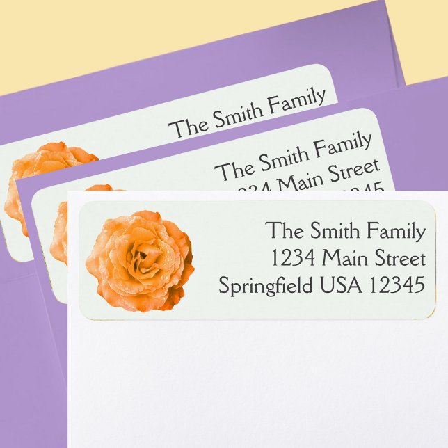 Pretty Orange Rose Floral Return Address Label (Creator Uploaded)