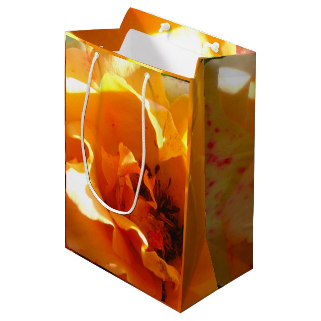 Pretty Orange Rose Medium Gift Bag (Front Angled)