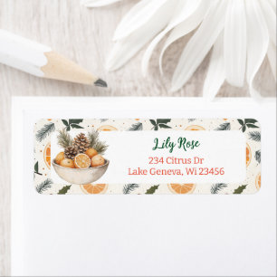 Pretty Orange Slices and Pine Branches Label