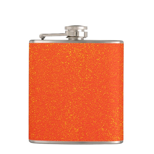 Pretty Orange Sparkly Mess Flask (Front)