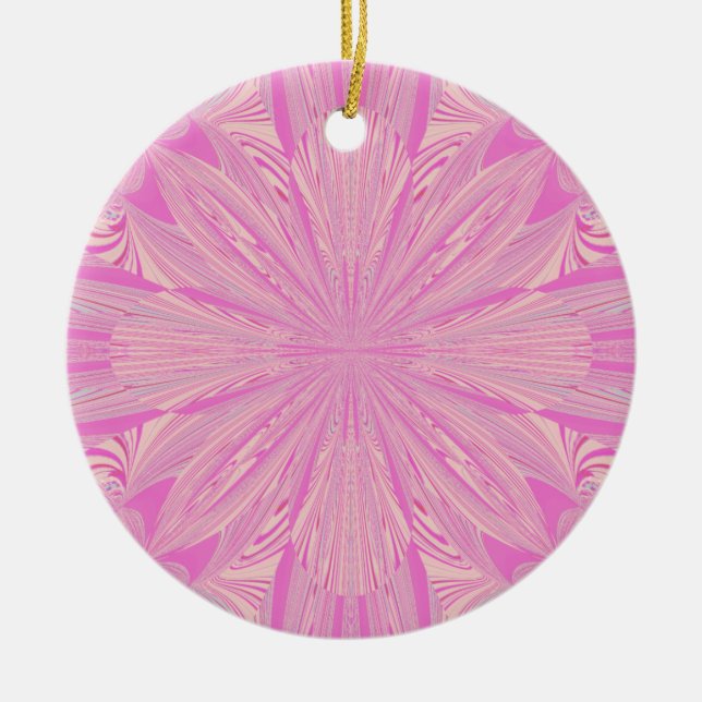 Pretty Orchid Purple Beautiful Abstract Flower Ceramic Ornament (Front)