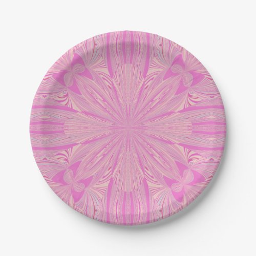 Pretty Orchid Purple Beautiful Abstract Flower Paper Plates